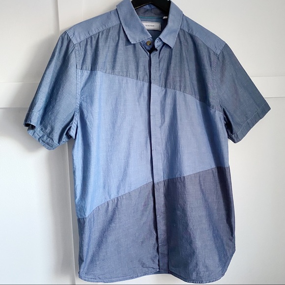 Five Four Short Sleeve Chambray Colour-Block Button-Down Shirt - Picture 6 of 8